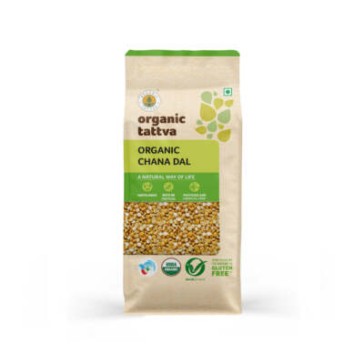 Organic Tattva Organic Chana (Bengalgram) Dal 500 Gram  100% Vegan Unpolished