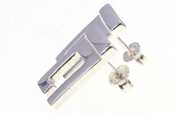 GUCCI Earrings G Logo SV Sterling Silver 925G Logo Men's Ladies Accessories