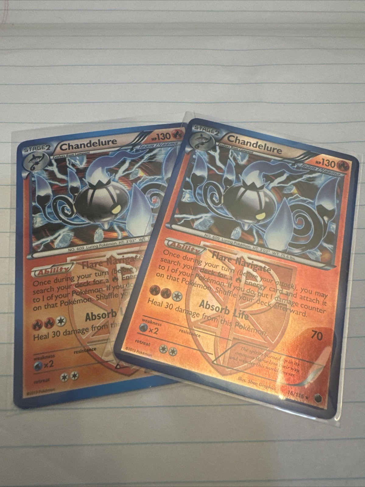 Chandelure (Team Plasma) 16/116 Plasma Freeze Holo & Reverse Holo 2 Cards