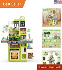 Modern Green Kids Play Kitchen Set with Water Sink Electric Stove - Fun Gift