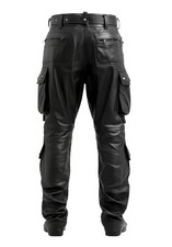 Mens Real Cowhide Cargo Leather Pants Punk Style Biker Fashion Military Trousers