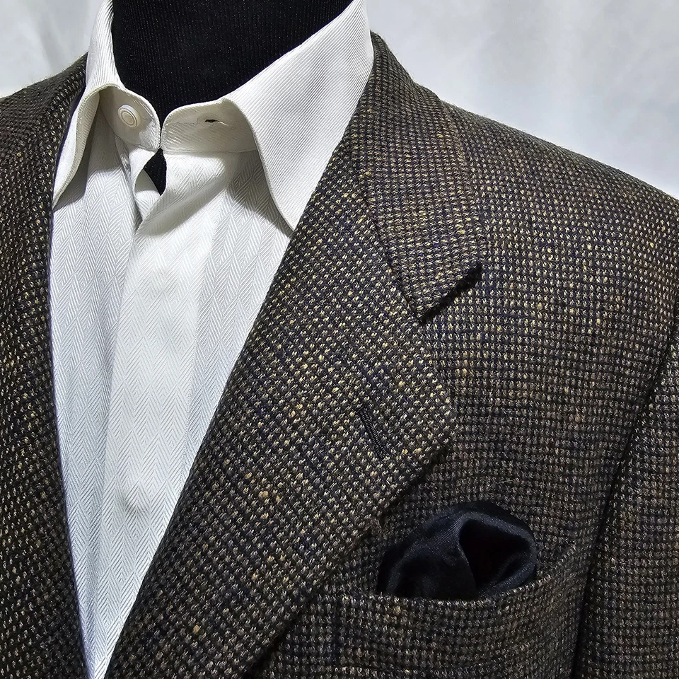 Blazer Belvest Para Hombre 44R Cachemira Abrigo Deportivo Chaqueta Cuadros Marrón Negro Azul Italia Foto 3 de 4