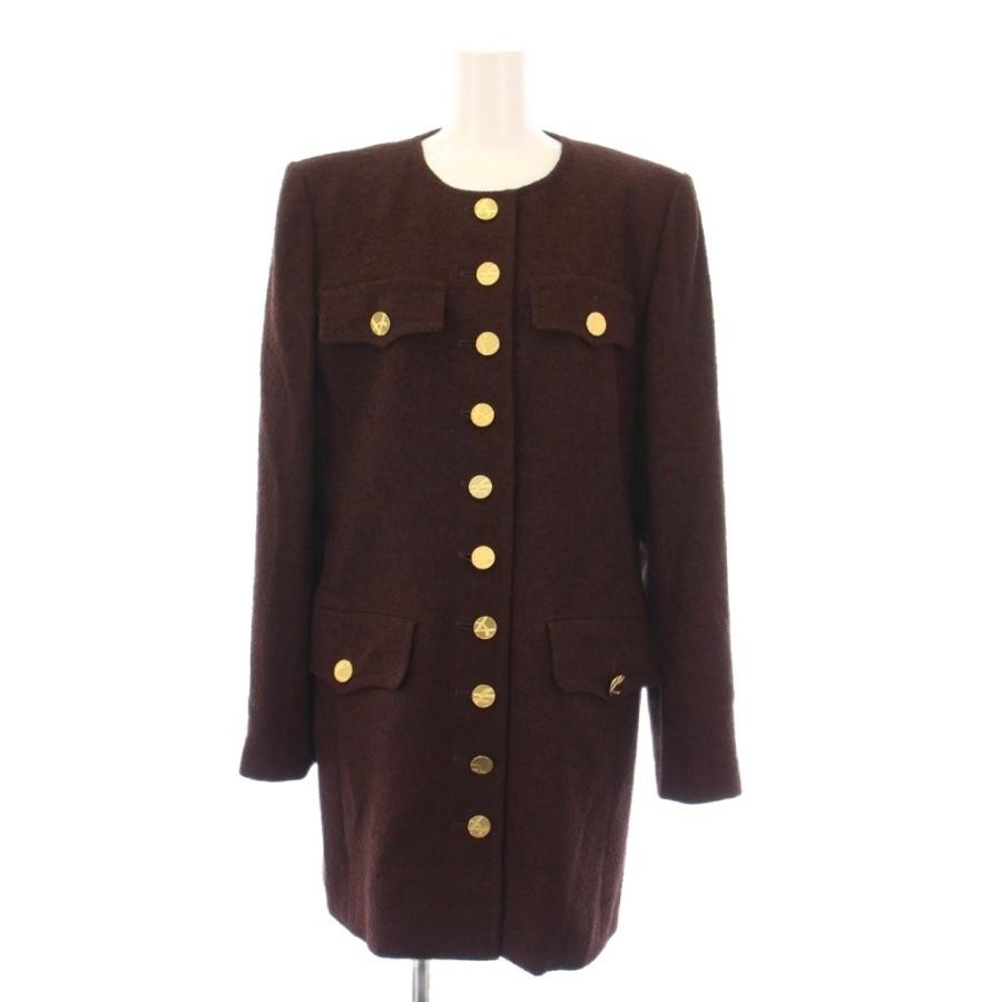 Yves Saint Laurent Set Up Senza Collo Giacca Gonna Lana 40 Marrone