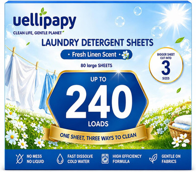 Laundry Detergent Sheets 240 Loads, 3 Enzyme Stain Removal, Eco-Friendly Fresh