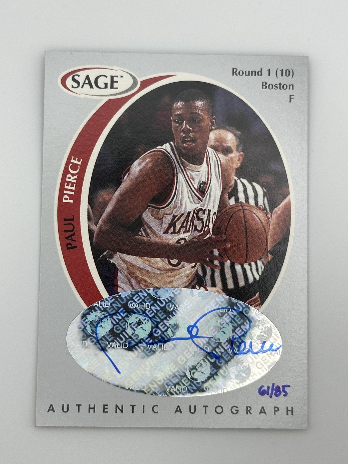 1998 SAGE PAUL PIERCE #A40 AUTHENTIC AUTOGRAPH 61/85 BOSTON CELTICS