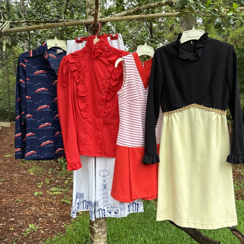 Vintage 1970s Dress Romper Blouse Pants Clothing 5 Piece LOT Size Small