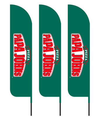 12ft Tall Papa Johns Outdoor Advertising Feather Flags Pack of 3