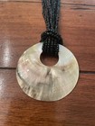 Black Beaded Chain Abalone Pedant Statement Necklace