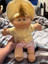 Soft Body Baby Doll Blonde Straight Hair Blue Eyes Outfit  Yellow Hat