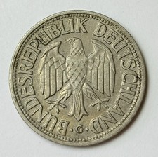 1950 G Germany 1 Mark KM#110 Old Genuine German Karlsruhe Copper-Nickel Coin 756
