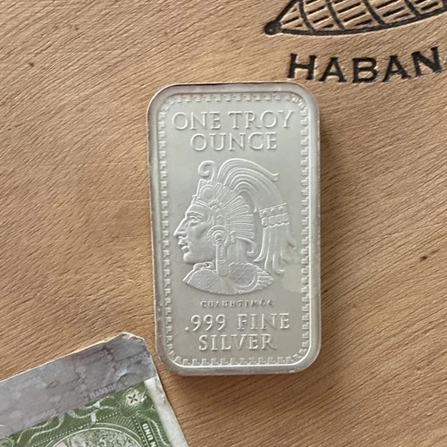 Aztec Calendar Silver Bar 1 Troy Ounce 999 Fine Silver