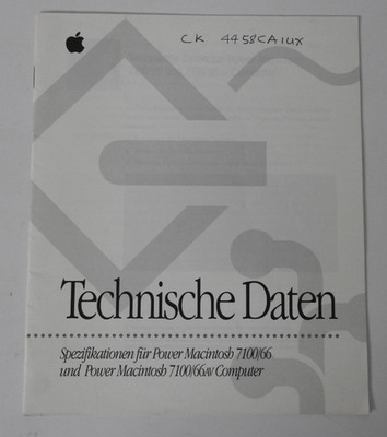 A034/ Apple Vintage Beilage, Technische Daten Power Mac 7100/66 von 1994