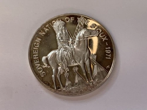 .999 Fine Silver - 1971 Sovereign Nation of the Sioux, Rosebud Sioux, Maza-Ska