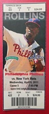 Philadelphia Phillies New York Mets Baseball Ticket 4/6 2011 Howard Francisco HR