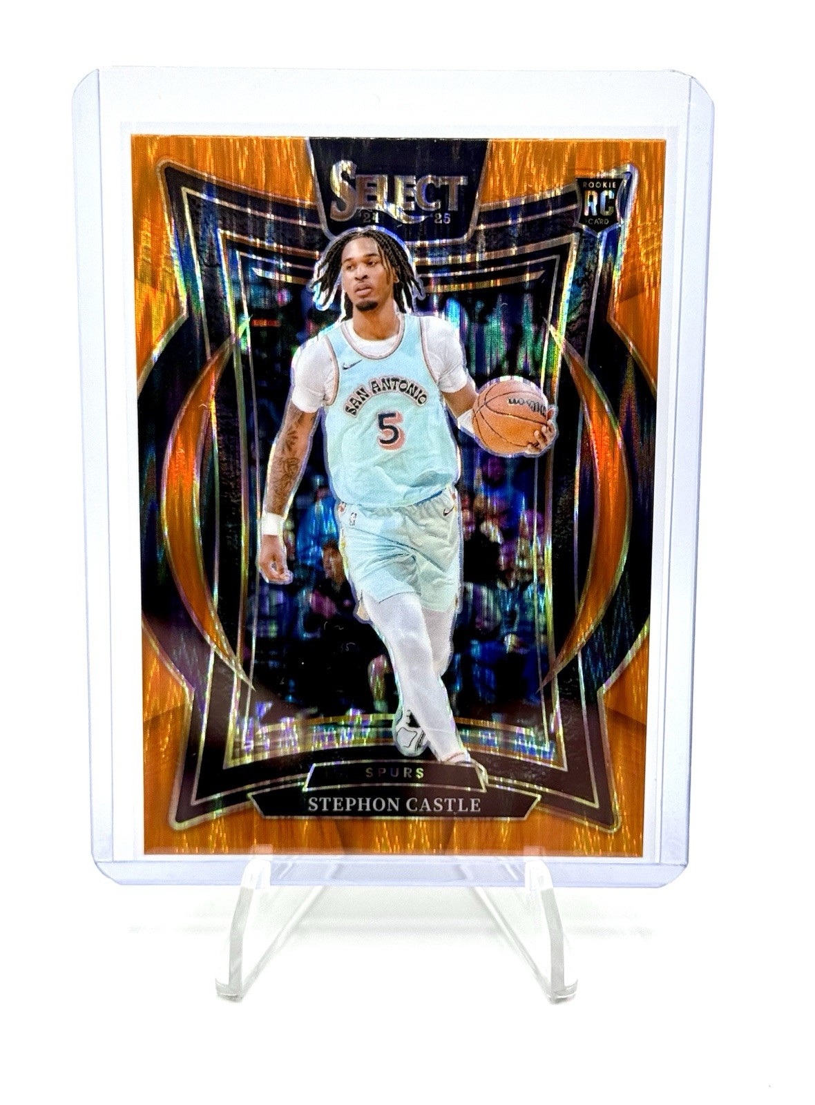 Stephon Castle (RC) Orange Flash Prizm #72 Spurs 2024-25 Select Basketball