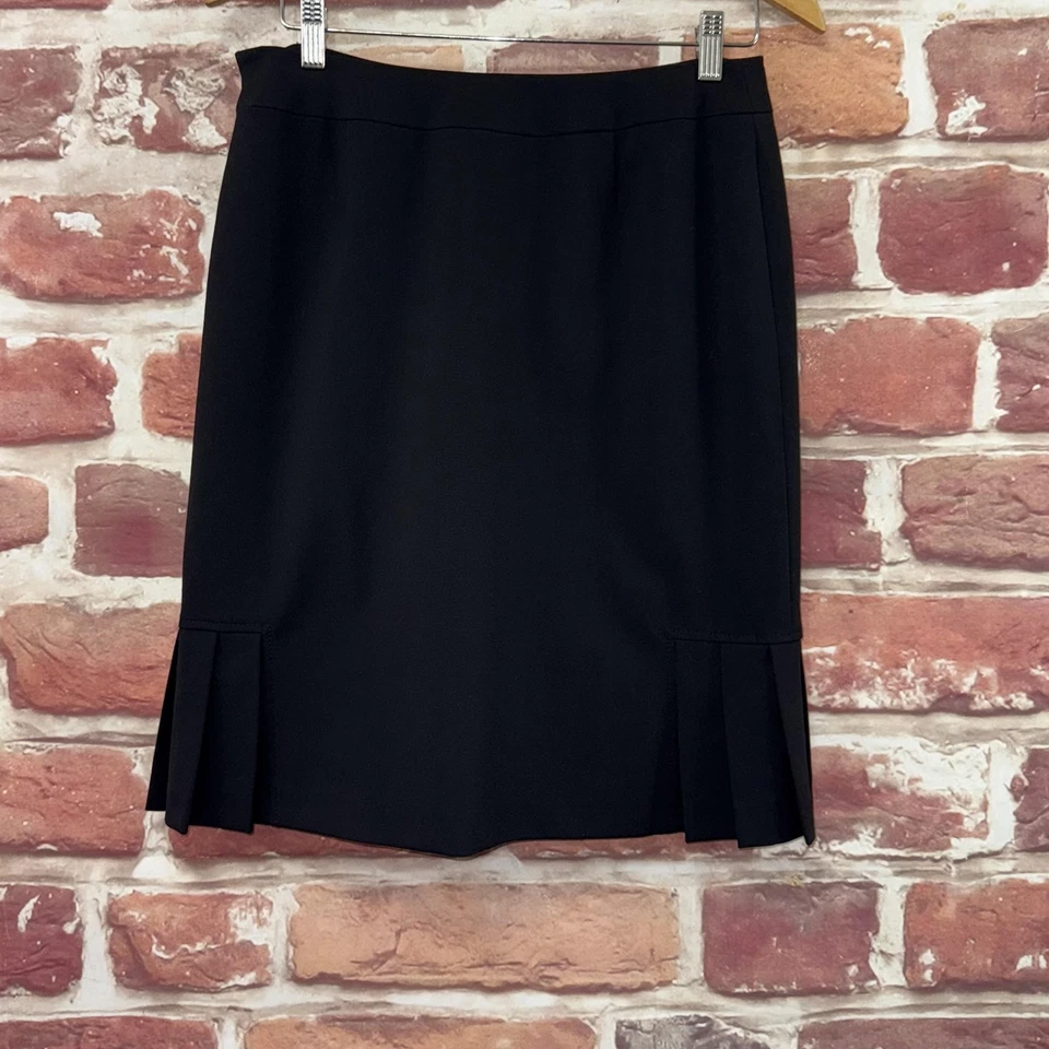 Falda Tahari Arthur S Levine para mujer 6 lisa negra plisada carrera oficina trabajo Foto 4 de 4