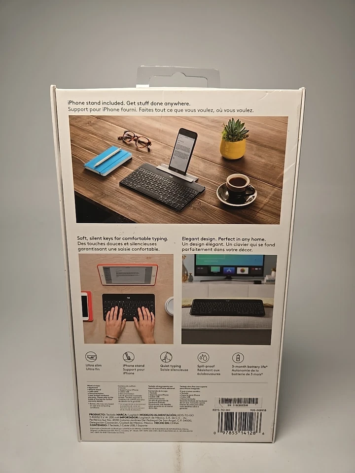 Logitech Keys-To-Go Slim Bluetooth Keyboard for iPhone, iPad, & Apple TV - Stone - Image 2 of 3