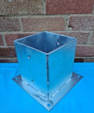 HEAVY DUTY GALVANISED BOLT DOWN,SQUARE FENCE POST FOOT,SUPPORT, ANCHOR;2mm THICK