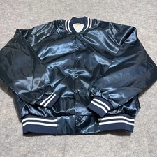 Vintage Auburn Sportswear Satin Jacket Royal Blue Shiny BLUE USA Snap Men’s XXL