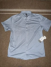 Vuori Oxford Button Down Shirt Mens Xlarge Short Sleeve Blue Dusk