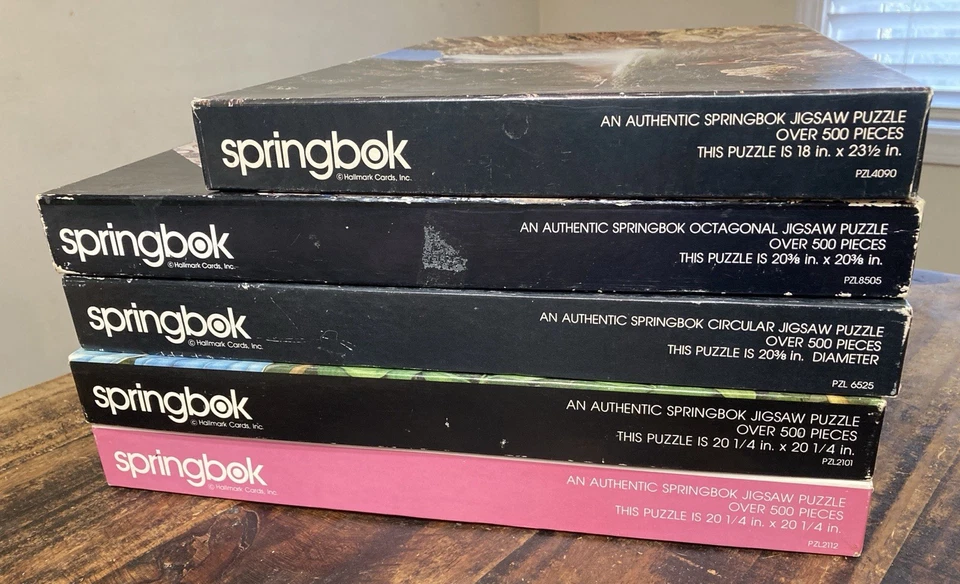 Lot of 5 Vintage 500+ Piece 1970s 1980s Springbok Puzzles - Circular - Octagonal - Image 4 of 4