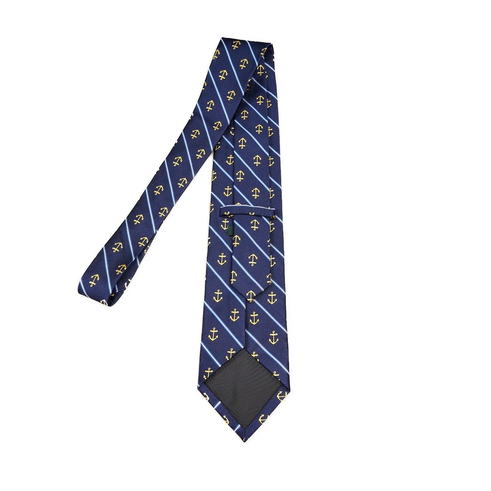 J. Мужской шелковый галстук Crew темно-синяя полоса золотые якоря классический морской галстук - Изображение 4 из 4