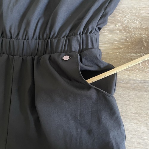 CALIA Wide Leg Overlap One Piece Jumpsuit Medium Black Cropped Baggy Top NWT - Picture 8 of 9