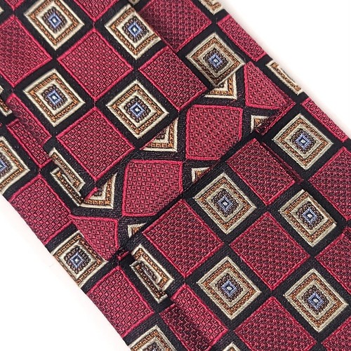 JZ RICHARDS Men's 100% Silk Necktie, Made In USA, Color Red Apple, Geometric. - Picture 9 of 12