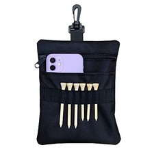 Golf Tee Pouch Bag, Zipper Golf Ball Bag, Accessory Pouch for Men Black