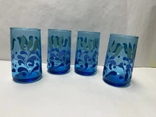 VINTAGE MCM 1970’s ANCHOR HOCKING SWIRLY TULIPS GLASSES SET OF 4- RARE