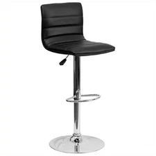 Flash Furniture 25" to 33" Striped Bar Stool in Black with Chrome Base