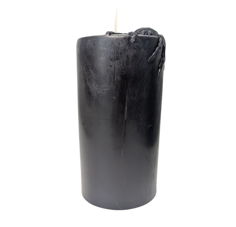 Luminara Vela Pilar Araña Negra 3” x 6.5” Nuevo Daño Como Halloween Sin Llama Foto 2 de 4