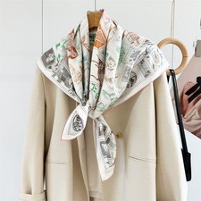18mm Sand Washed Twill 100 Mulberry Silk Shawl, Large Double Sided Print Scarf