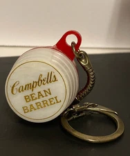 1960s  Campbell's Soup Bean Barrel shaped token / coin holder keychain RARE