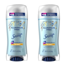 Pack 2 Secret Aluminum Free Deodorant For Woman Real Vanilla, 2.4 oz