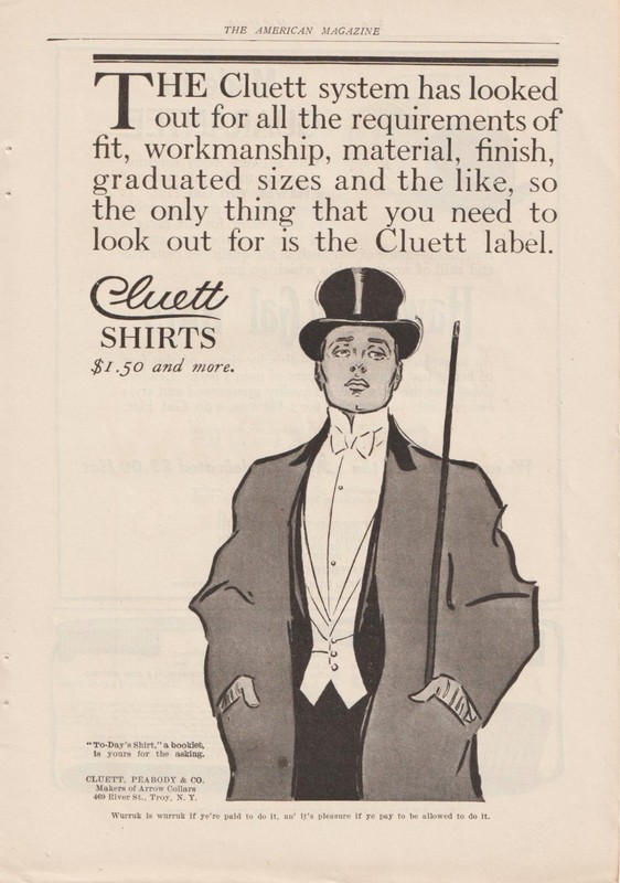FULL PAGE 1908 J.C. LEYENDECKER CLUETT SHIRTS AD-ARROGANT MAN