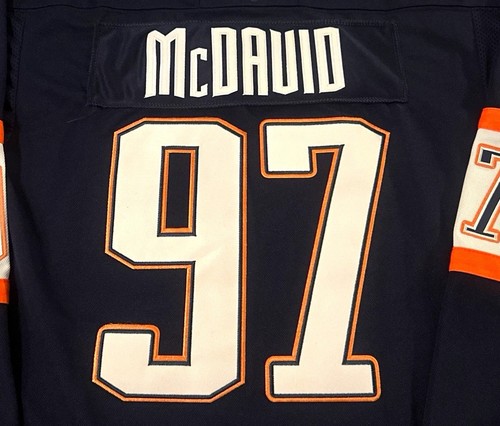Edmonton Oilers Connor McDavid #97 NHL Hockey Jersey Navy Orange White Large