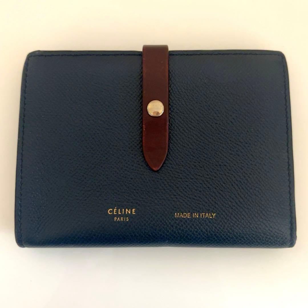 Celine Bi Fold Wallet Medium Multi Function Navy … - image 1