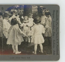 Children Playing Blind Man's Bluff Keystone Stereoview
