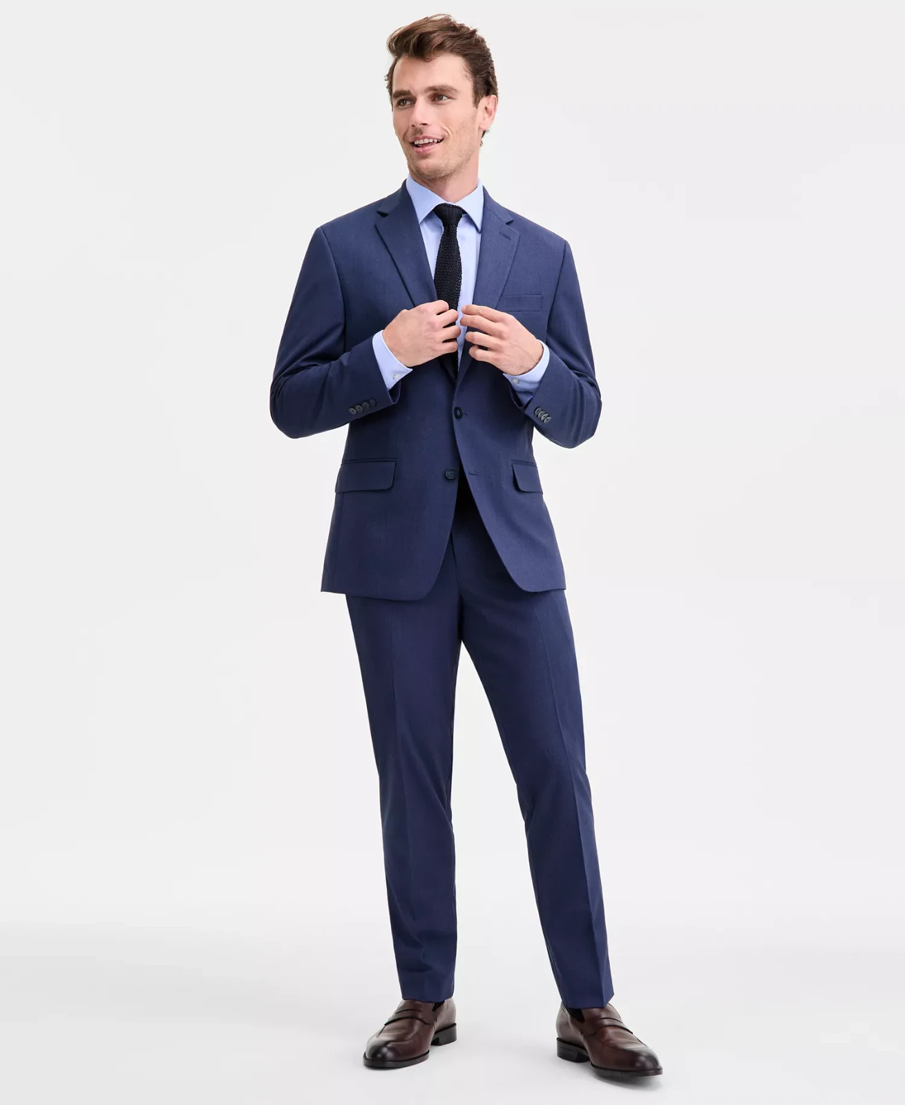 $395 IZOD Men's Classic Fit Medium Blue Plaid Suit 40 S 32 x