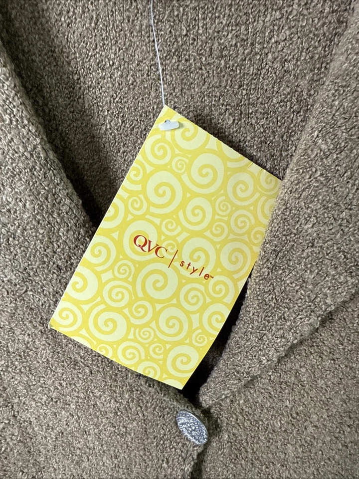 Dialogue Mujer Suéter Largo Tostado Tejido Cárdigan Plumero Talla M Texturizado L/S Puños Foto 4 de 4