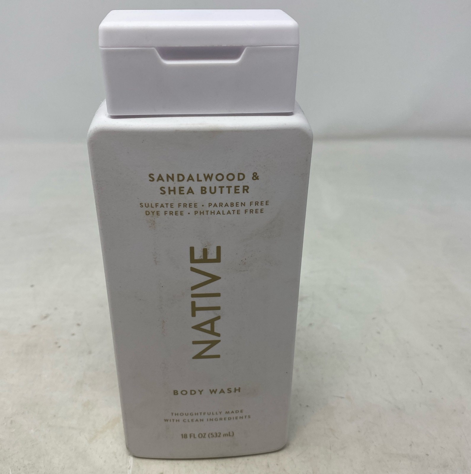 Native Body Wash - Sandalwood & Shea Butter, 18 fl oz (532 mL), White Bottle