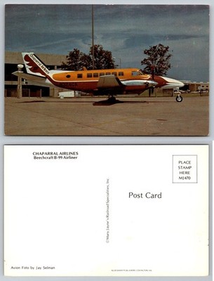Chaparral Airlines Beechcraft B-99 Airliner N324CA Vintage Aviation Postcard