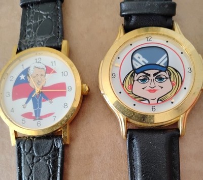 Bill Clinton First Lady Hillary Clinton President Watch Set  Of 2  As Is 
