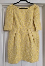 CH CAROLINA HERRERA Jacquard Brocade Sheath Dress WOMENS SZ 14 Yellow Floral