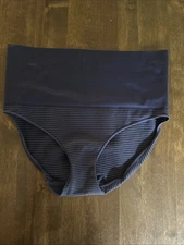 SPANX Everyday Shaping Panties Brief Small Stripe Navy Blue Gray Slimming