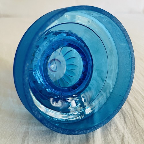 VTG TAKAHASHI BLUE Glass MCM APOTHECARY Jar GROUND GLASS DAISY LID ~ 8.25" Tall - Picture 18 of 24