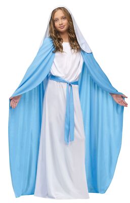Virgin Mary Blue White Gown Girls Child Halloween Costume Size Small 4-6