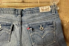 Levi  s Shorty Short girl  s blue denim shorts 16R stretch cuff zipper red tag Ke