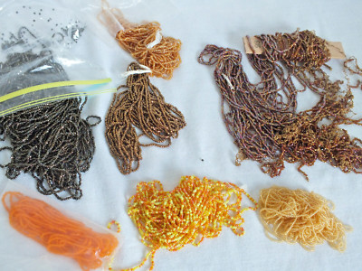 1 lb Vintage glass 7 Autumn colors Seed Beads 7 Hanks plus more 18 and 16 BPI